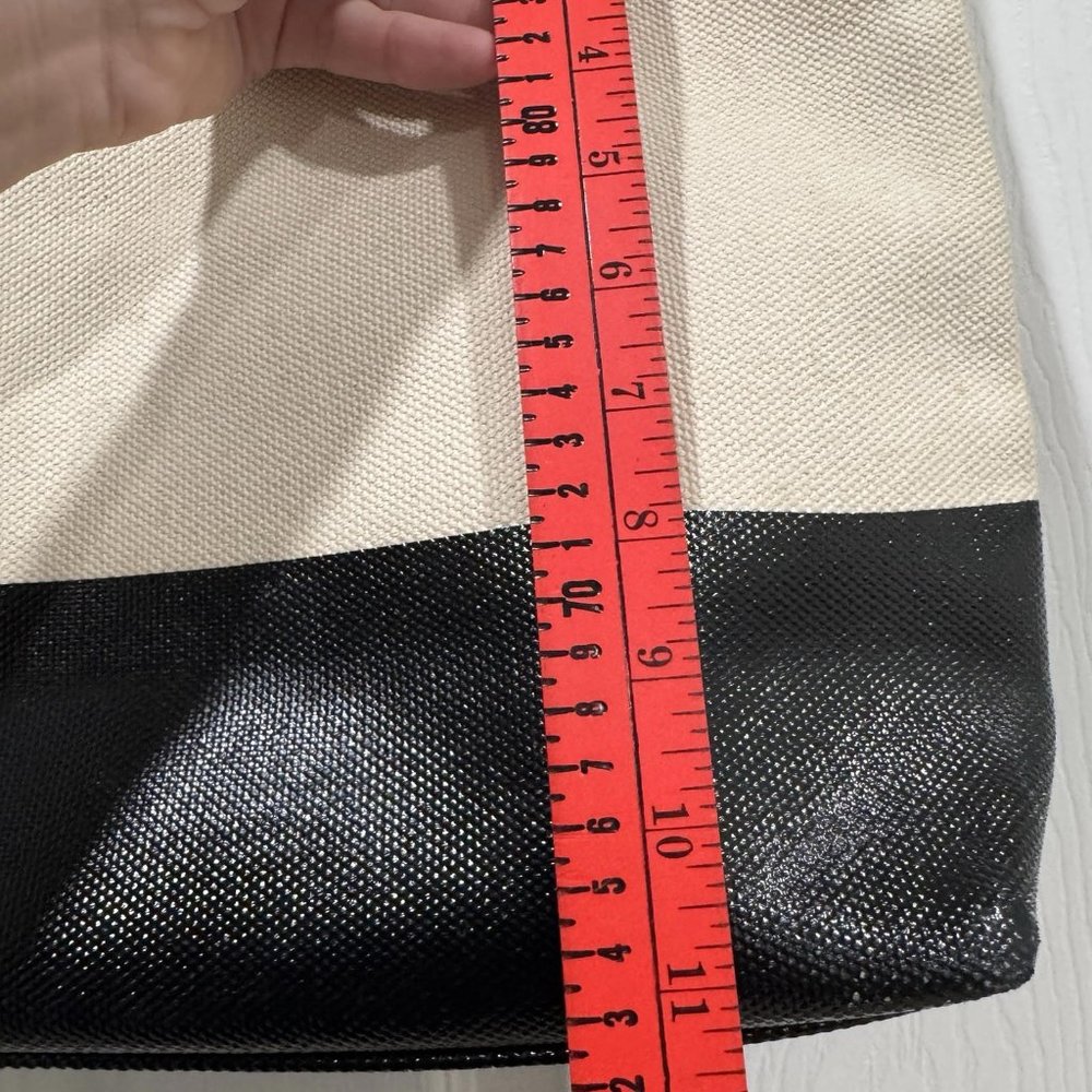 FOSSIL Austin Shoppper Off White Black Cotton Canvas Tote‎ Shopper Canvas Bag - Picture 5 of 12